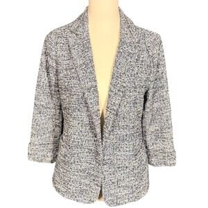 Skies Are Blue Women Navy White Tweed Metallic Blazer Size Small NWT